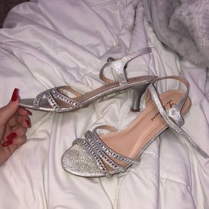 silver sparkly heels